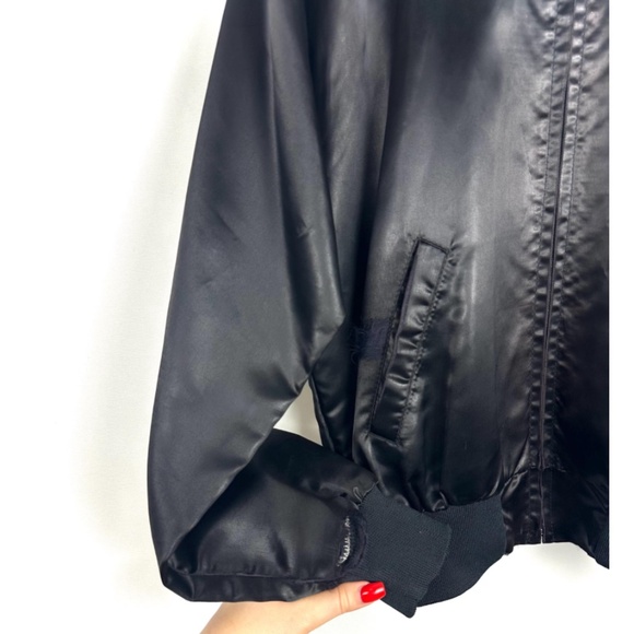 Vintage Men's Justin Boot Co. Bw Westernwear’ Silky Black  Bomber Jacket • M - Picture 9 of 10